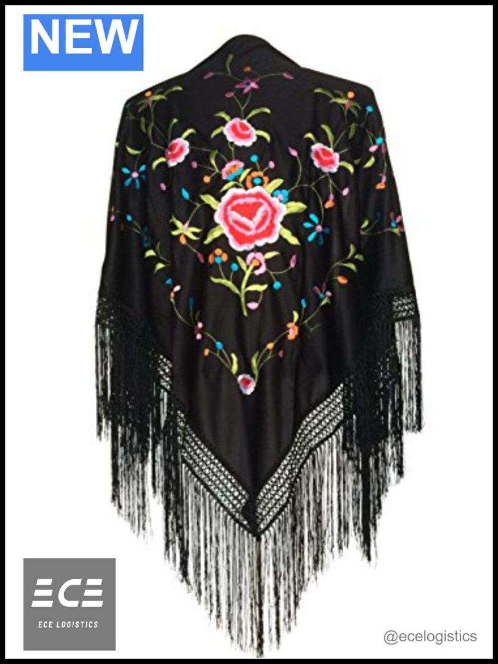 La Senorita Silk Flamenco Dance Shawl 63x30.7in
